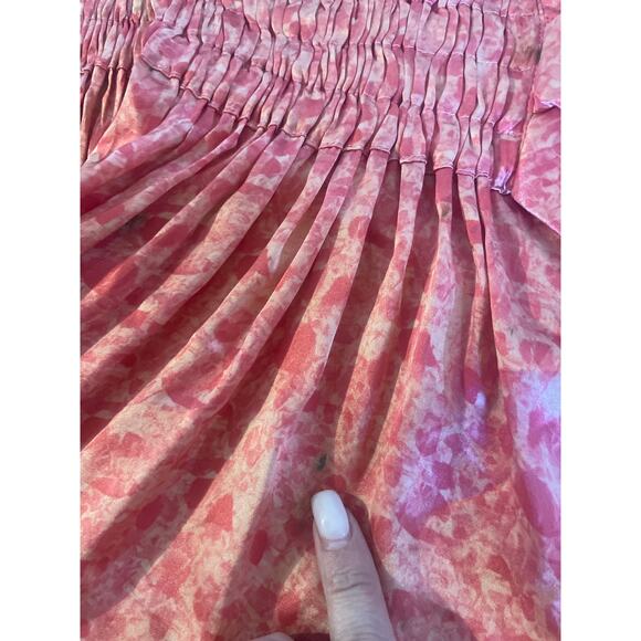 Vintage RUE Du MAIL Pink Satin Printed Drop Waist Dress FEMININE Silk Size 38 S - Picture 8 of 10